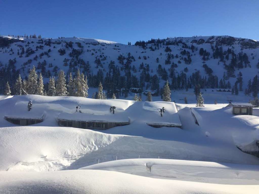 two-story building covered in snow at Kirkwood Ski Resort, February 2017