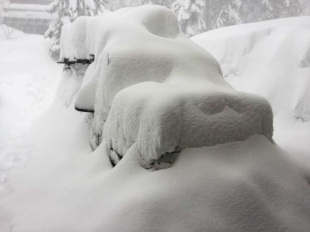 Chevy Tahoe draped in snow in Incline Village, Nev., on Feb. 21, 2017. 