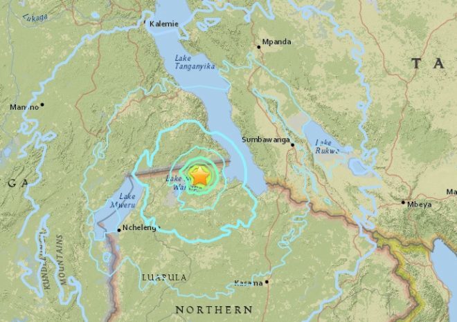 Click to enlarge Zambia earthquake map