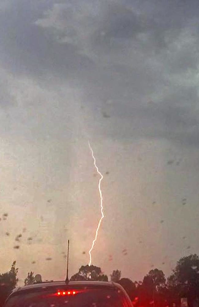 Lightning and storm clouds hit the Sydney skyline