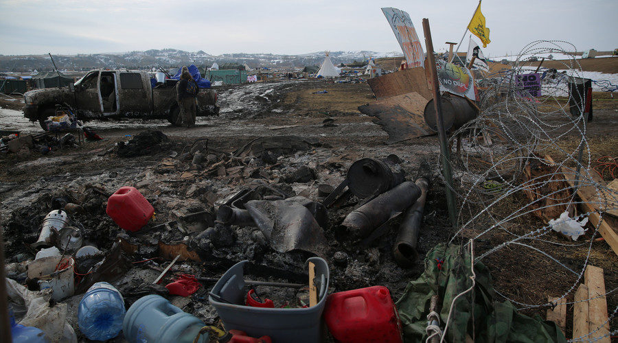 Click to enlarge Debris is seen in the recently closed Oceti Sakowin camp before the police raid in Cannon Ball, North Dakota, U.S., February 23, 2017