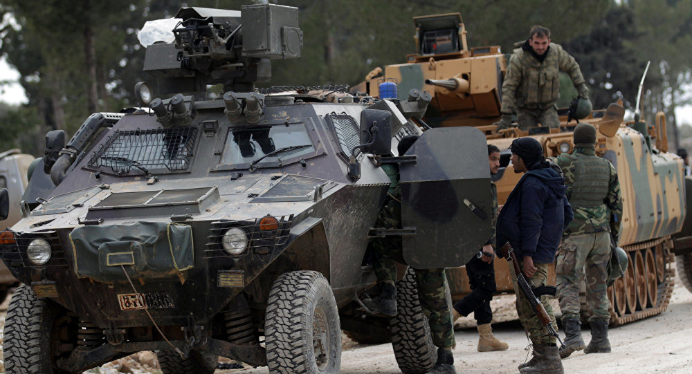 Click to enlarge Turkish forces and members of the Free Syrian Army are seen at the al Baza'a village on the outskirts of al-Bab town in Syria