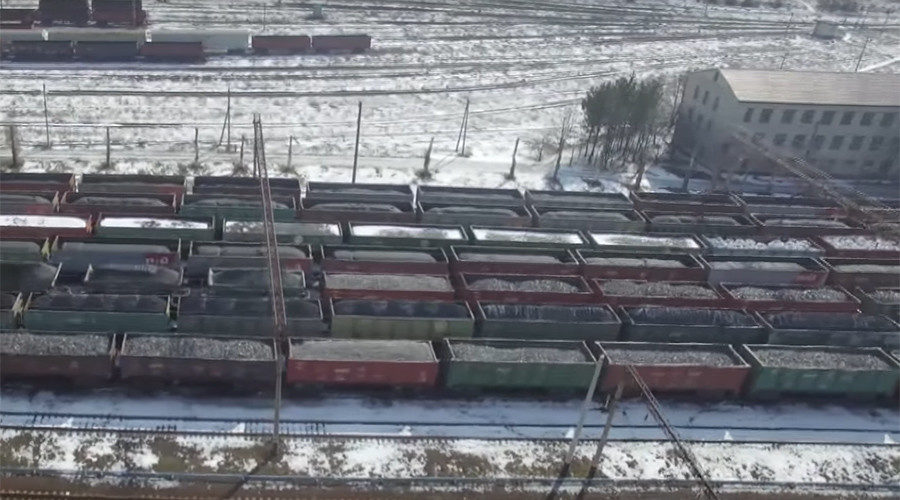 coal trains blocked in Donbass, Ukraine