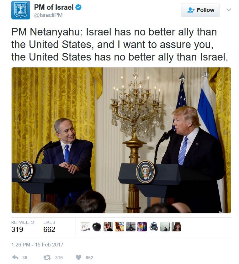 netanyahu tweet trump