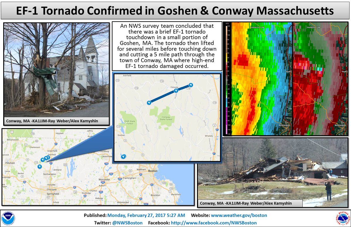 Click to enlarge EF1 tornado was confirmed in Goshen & Conway MA map