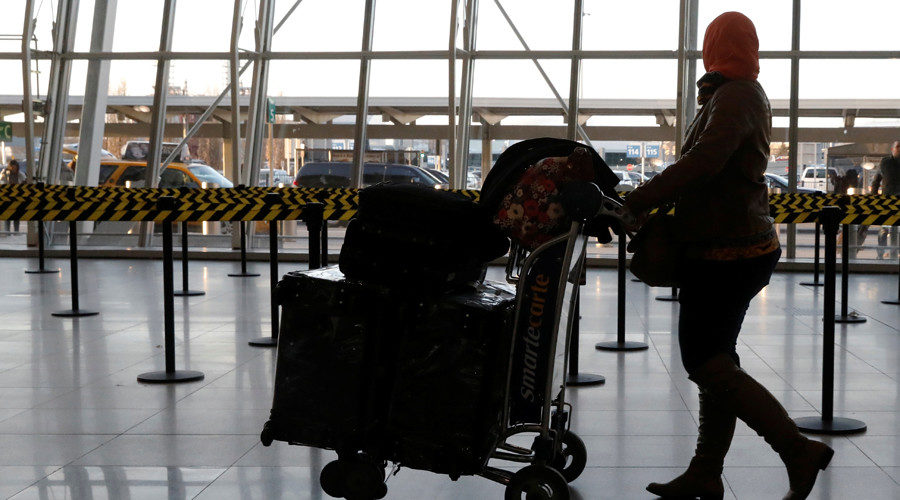 Muslim woman airport
