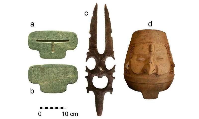 Click to enlarge Three of the objects buried together by the Maya