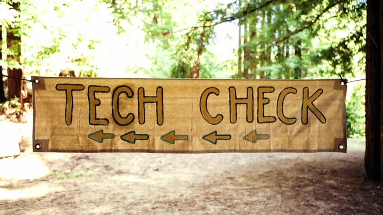 Camp Grounded tech check sign