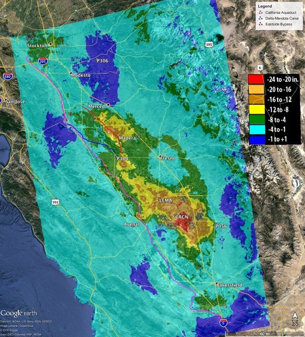 Total subsidence in California's San Joaquin Valley