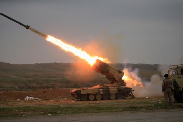 Click to enlarge rocket launched towards Islamic State militants