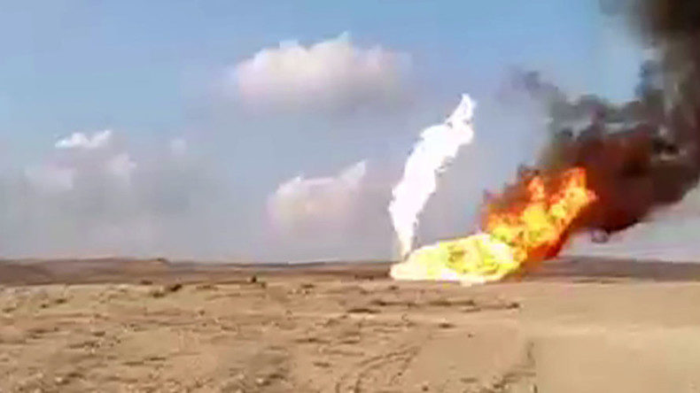 Syria burning gas well