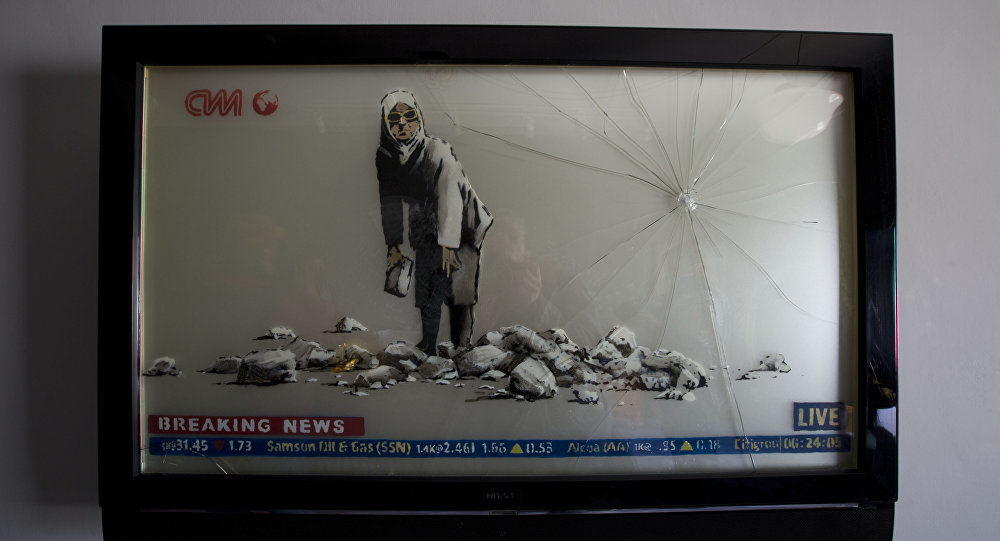 Banksy bullethole tv