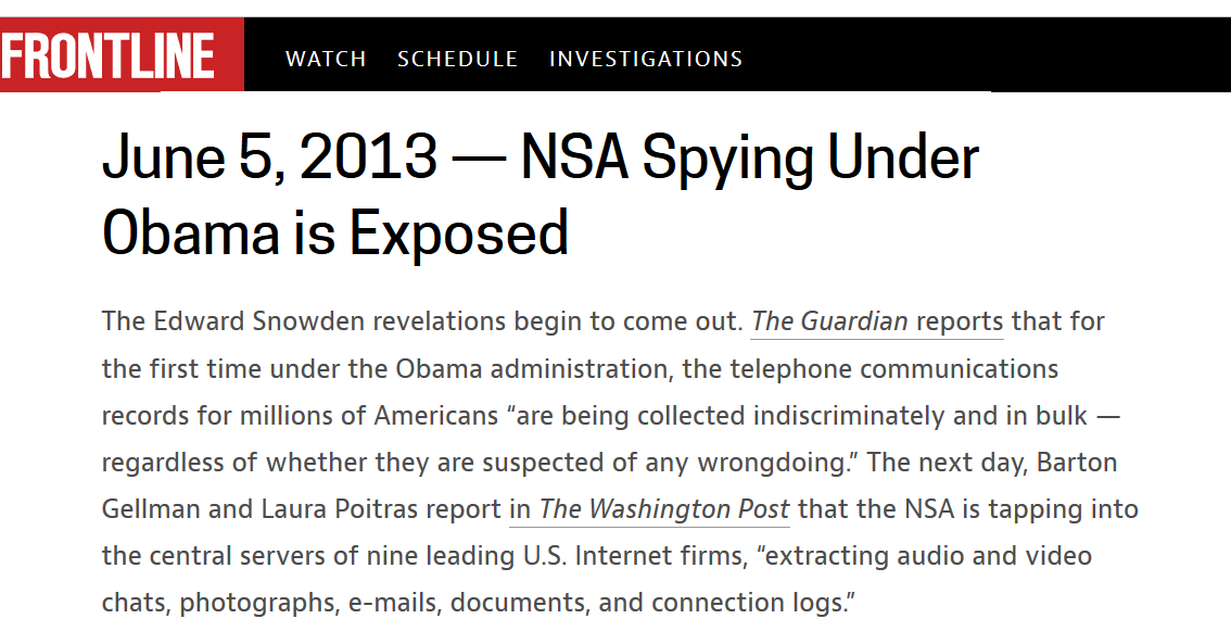 Click to enlarge frontline nsa spying headline screenshot
