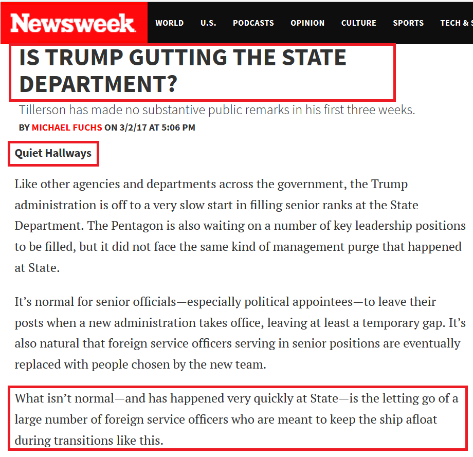 newsweek trump gutting state department screenshot