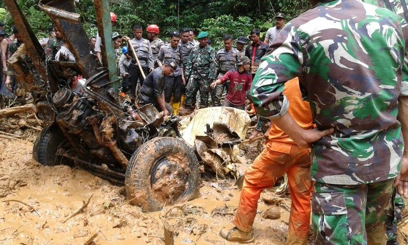 Landslide in West Sumatra, Indonesia, March 2017. 