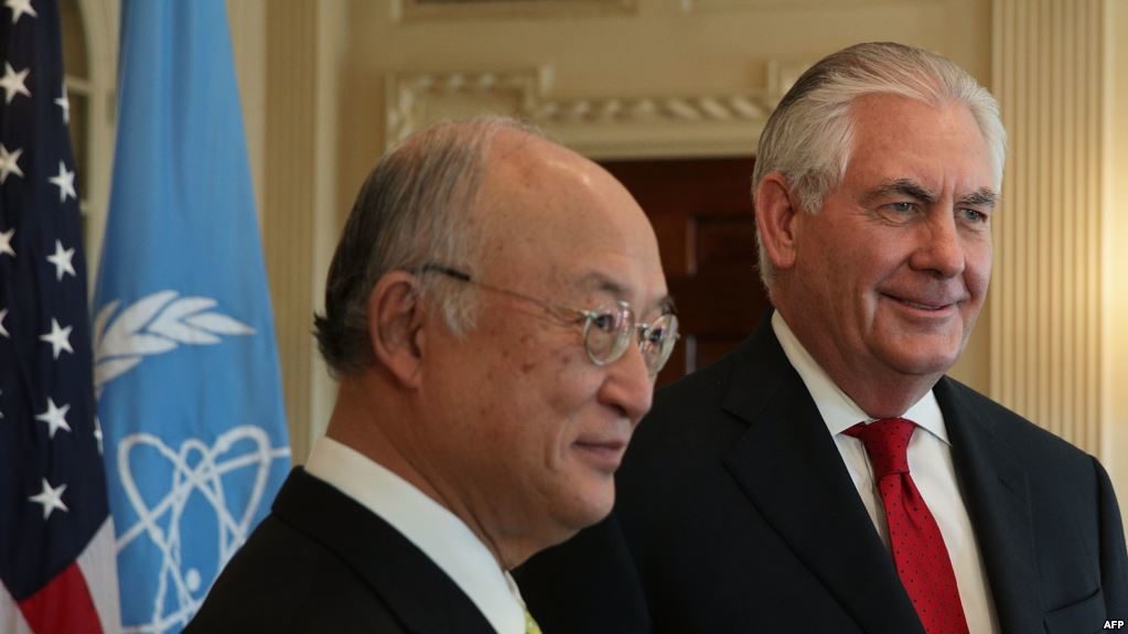Yukiya Amano and Rex Tillerson