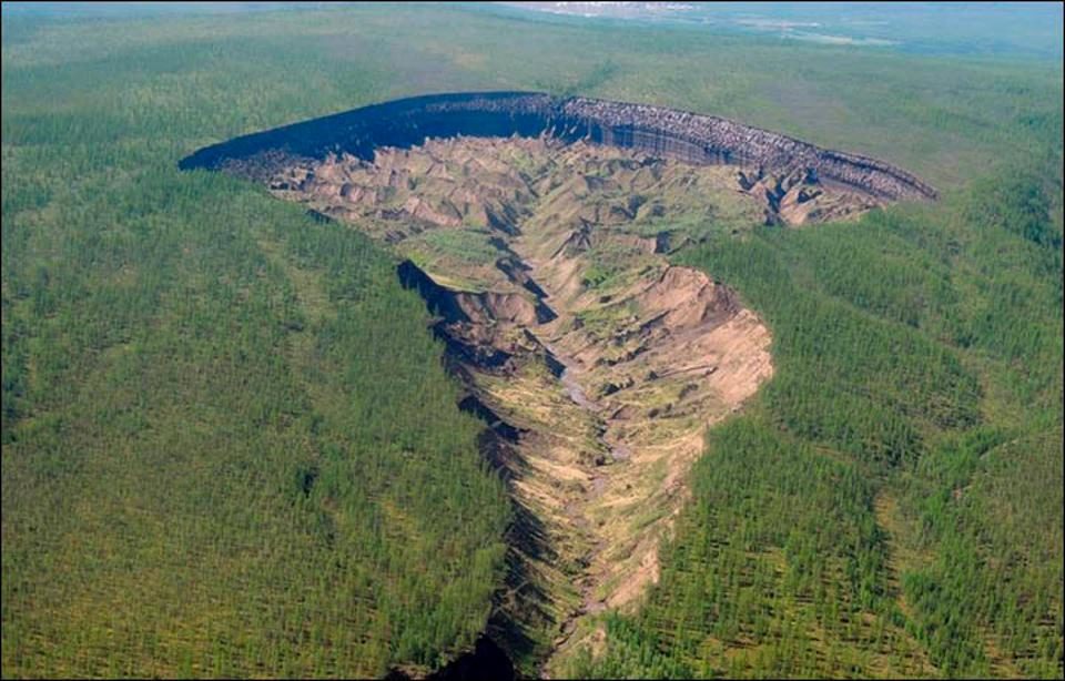 Click to enlarge Batagaika Crater in eastern Siberia