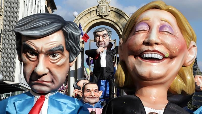 France election candidates puppets