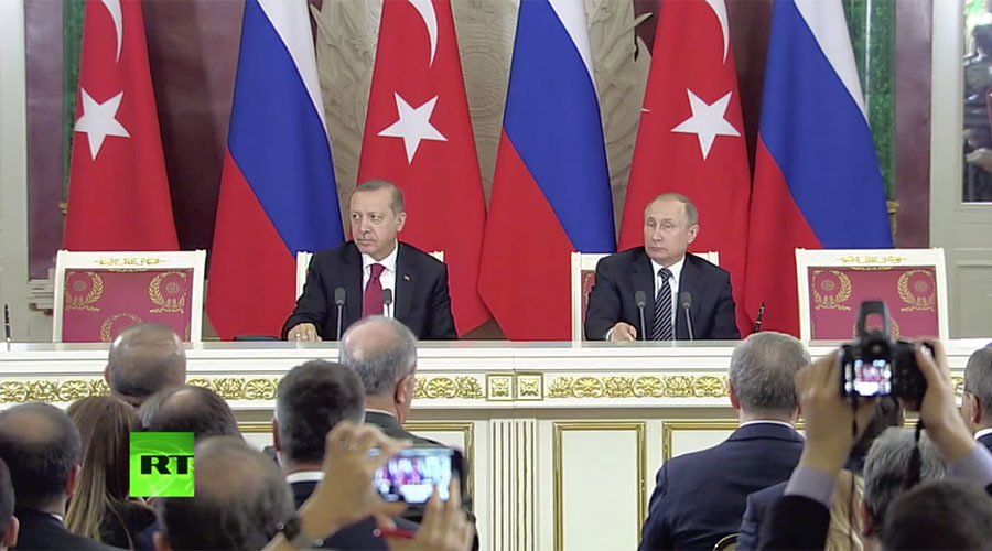 President Vladimir Putin and Turkish president Recep Tayyip Erdogan