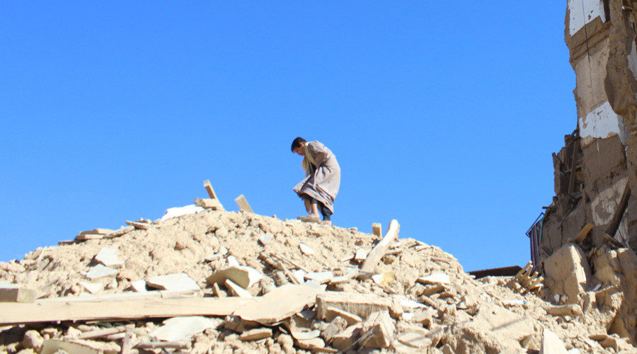 Yemen airstrike boy ruble