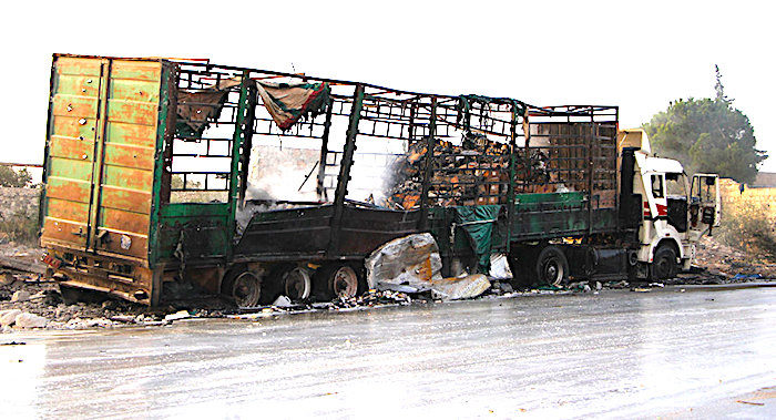 convoy truck after attack