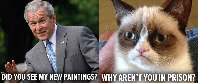 grumpy cat bush painting why aren't you in prison