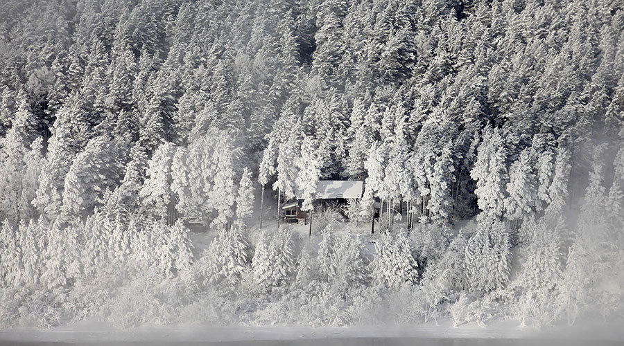 Click to enlarge snow covered house taiga forest siberia russia