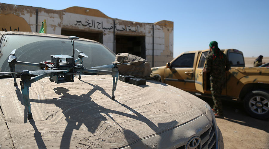 small drone on truck