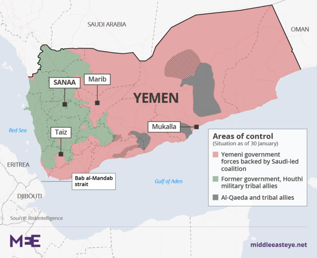 Yemen areas of control March 2017