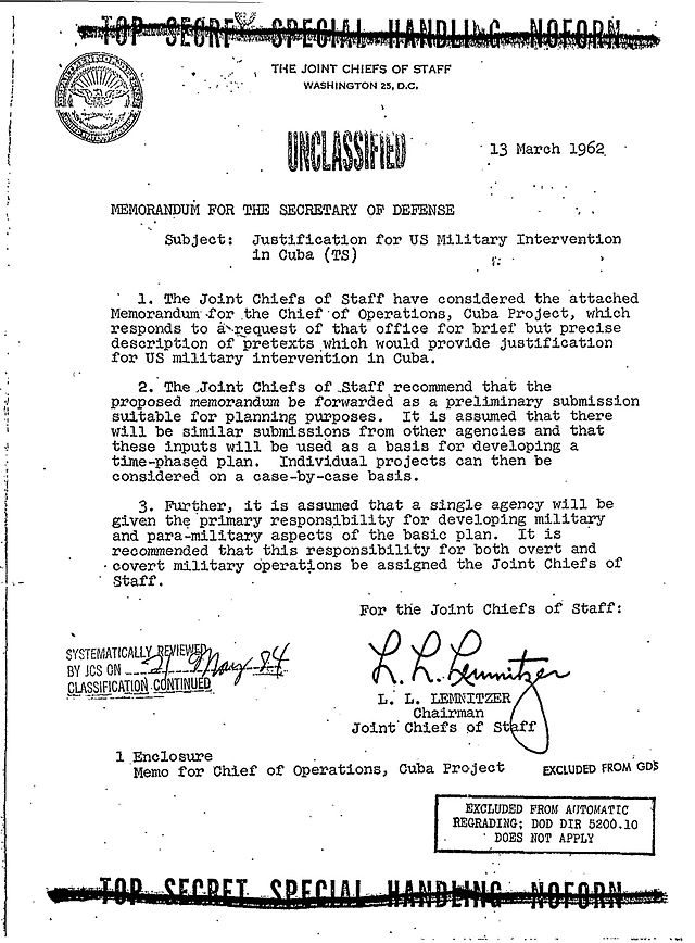 declassified classified US military intervention Cuba Bay of Pigs 