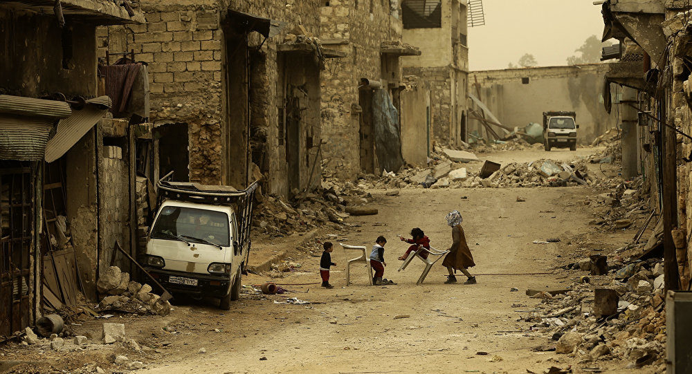 war torn town