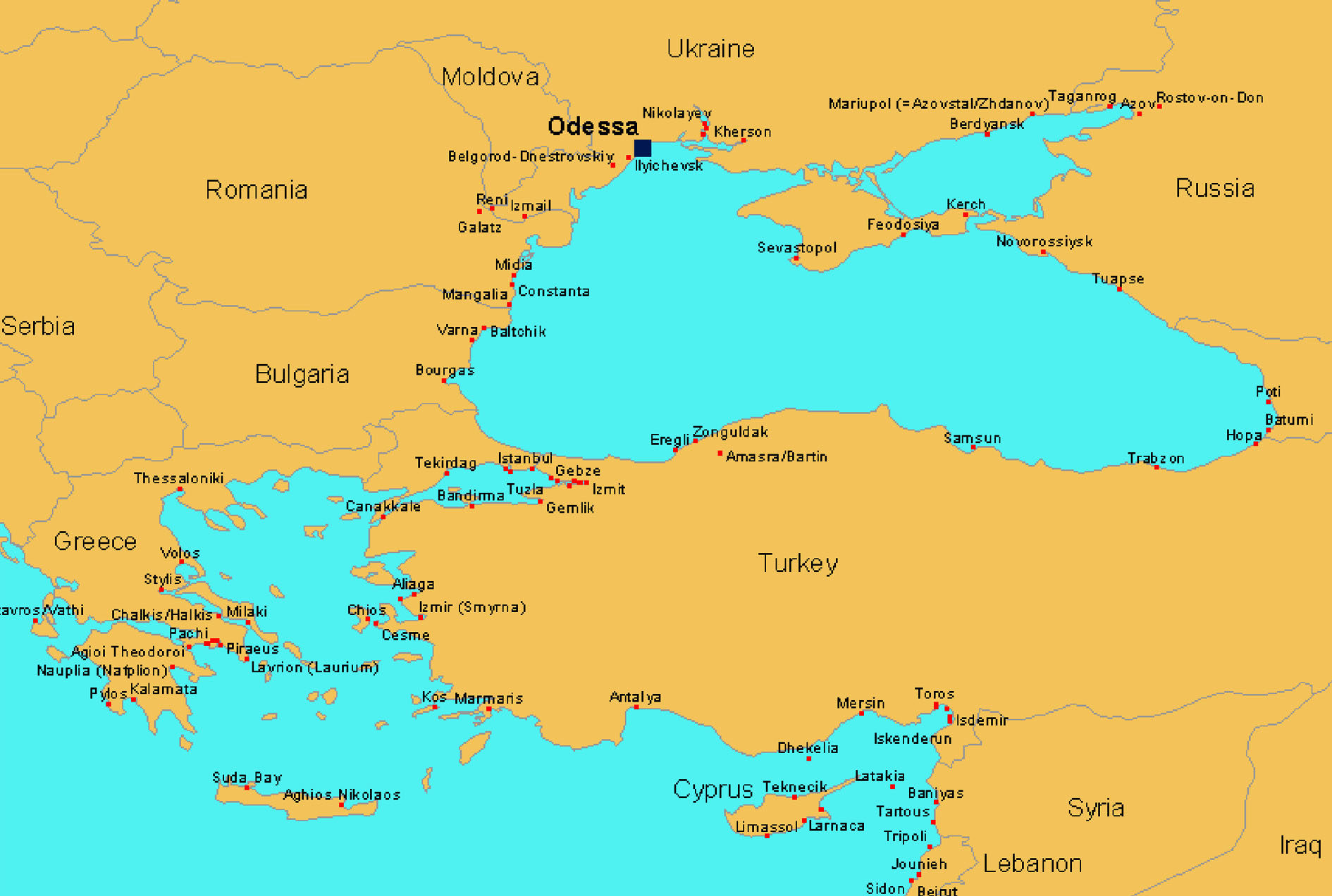 Black Sea Port of Odessa, Ukraine map