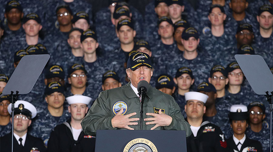 donald trump speaks to us navy on uss gerald r ford