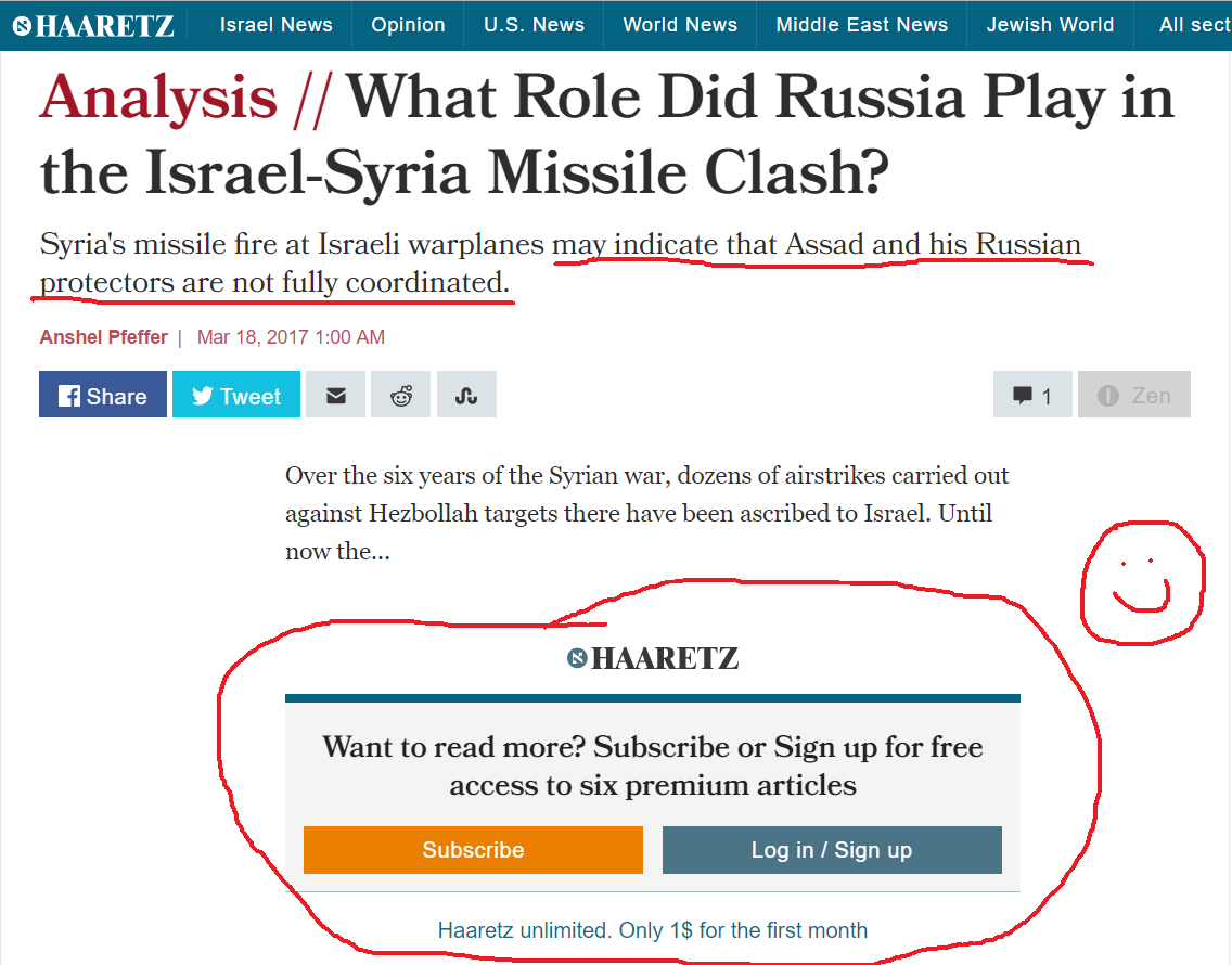 HAARETZ headline