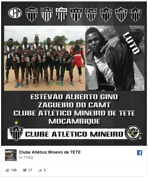 Atletico Mineiro de Tete facebook post