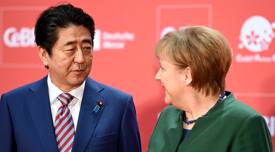 German Chancellor Angela Merkel and Japanese Prime Minister Shinzo Abe