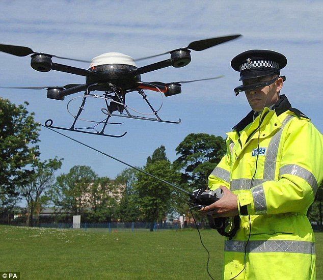 Policeman with drone