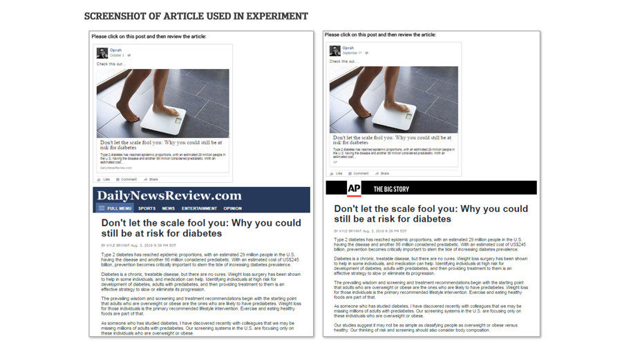 Click to enlarge Fake news experiment