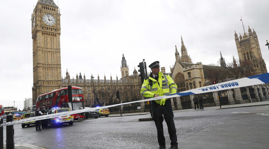 Police tape of Parliament Square