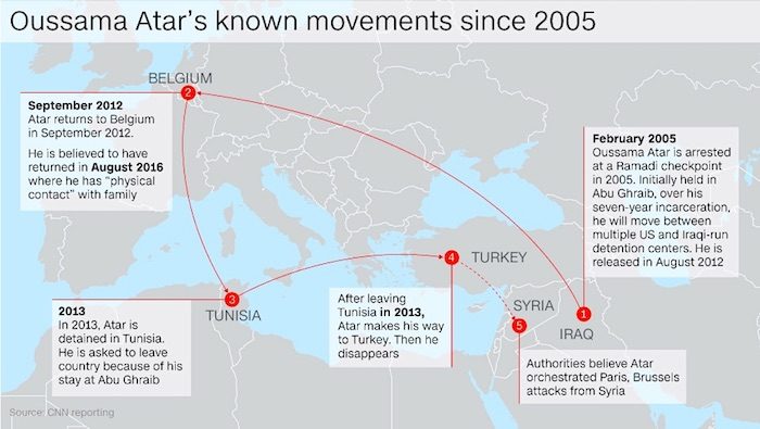Click to enlarge Oussama Atar's movements