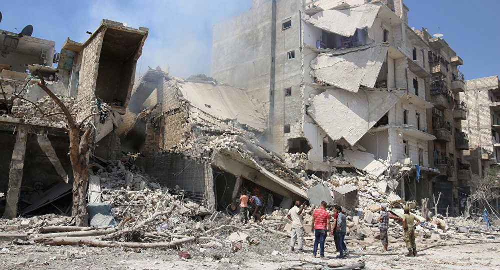 Destroyed buildings in Syria