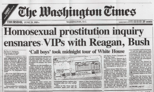 Reagan Bush pedophile homosexual prostitution 
