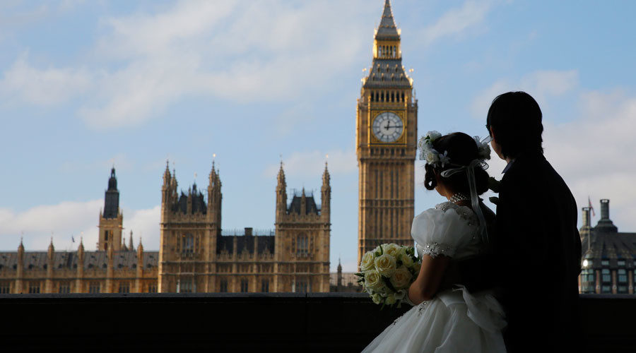 bride and groom London Big Ben
