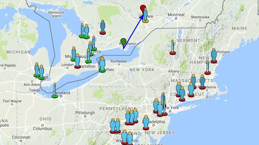 Northeast US meteor map March 22 2017
