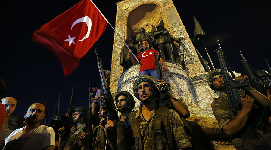 Turkish military stand guard near the the Taksim Square, Istanbul, Turkey, July 16, 2016