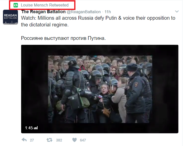 Russia protest Louise Mensch