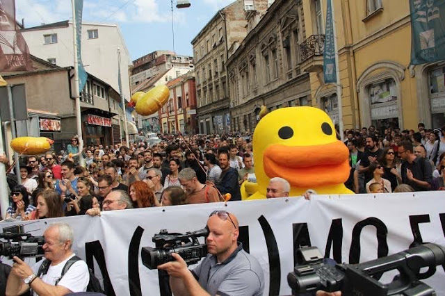 yellow duck serbia protests