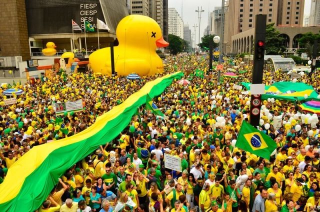 yellow duck brazil protests