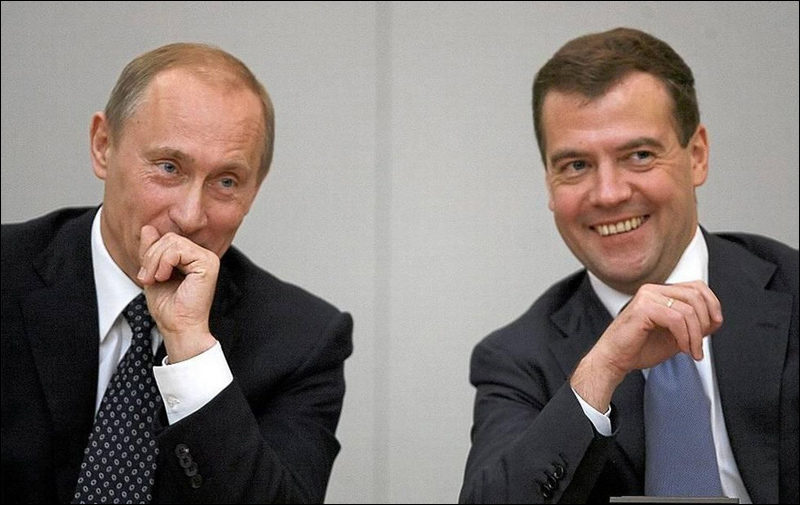 putin medvedev laughing