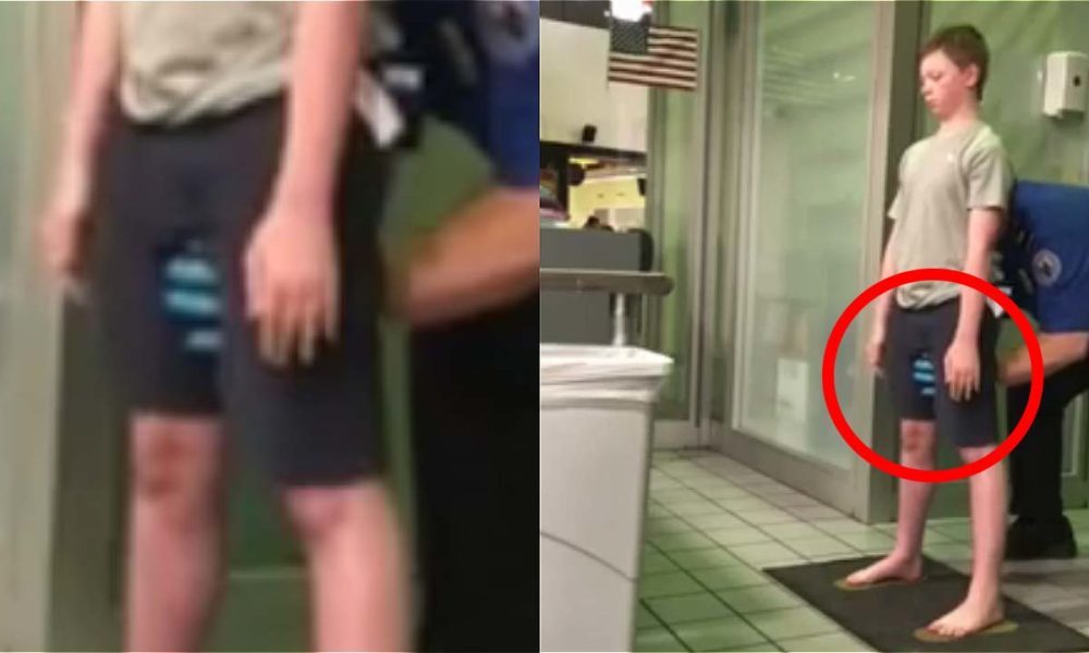 TSA agent patting down child